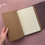 Wildflower Basketweave Leather Journal | Trifold A5 Size