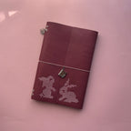 Bunny Stitch Magenta Leather Journal | Trifold A5 Size