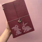 Bunny Stitch Magenta Leather Journal | Trifold A5 Size