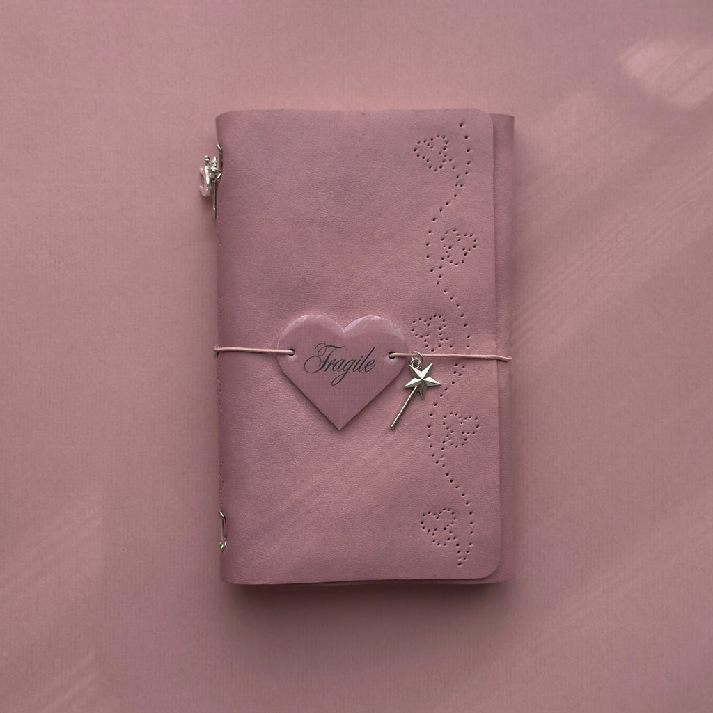 Fragile Light Pink Journal | Trifold Pocket Size