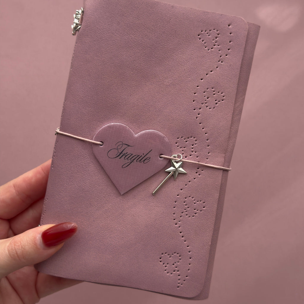 Fragile Light Pink Journal | Trifold Pocket Size